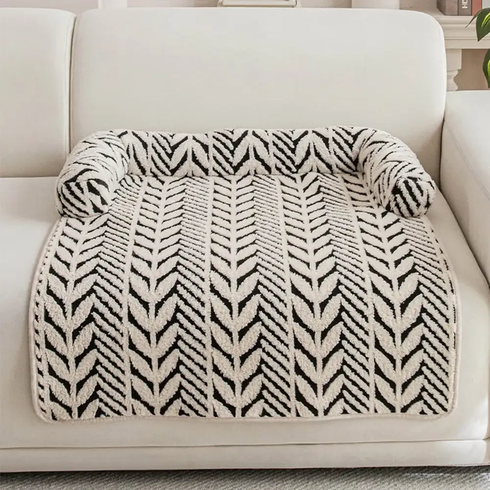 Tapis pour animaux en jacquard de feuille en peluche antidérapant