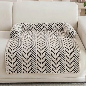 Tapis pour animaux en jacquard de feuille en peluche antidérapant