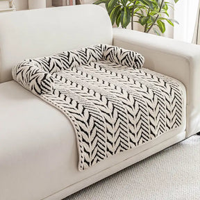 Tapis pour animaux en jacquard de feuille en peluche antidérapant