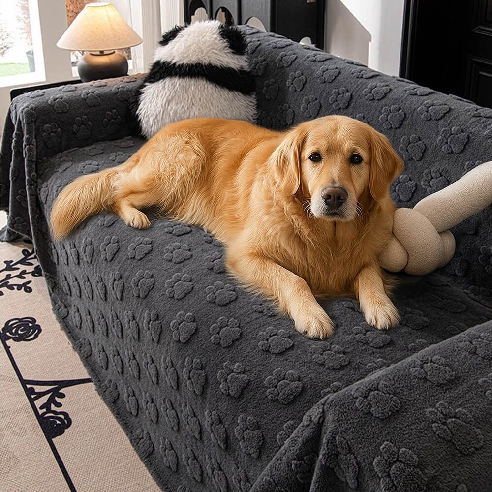 Housse de canapé douce en peluche motif pattes
