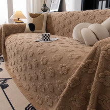 Housse de canapé douce en peluche motif pattes
