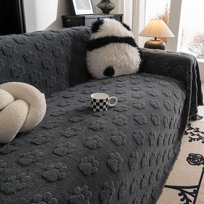 Housse de canapé douce en peluche motif pattes