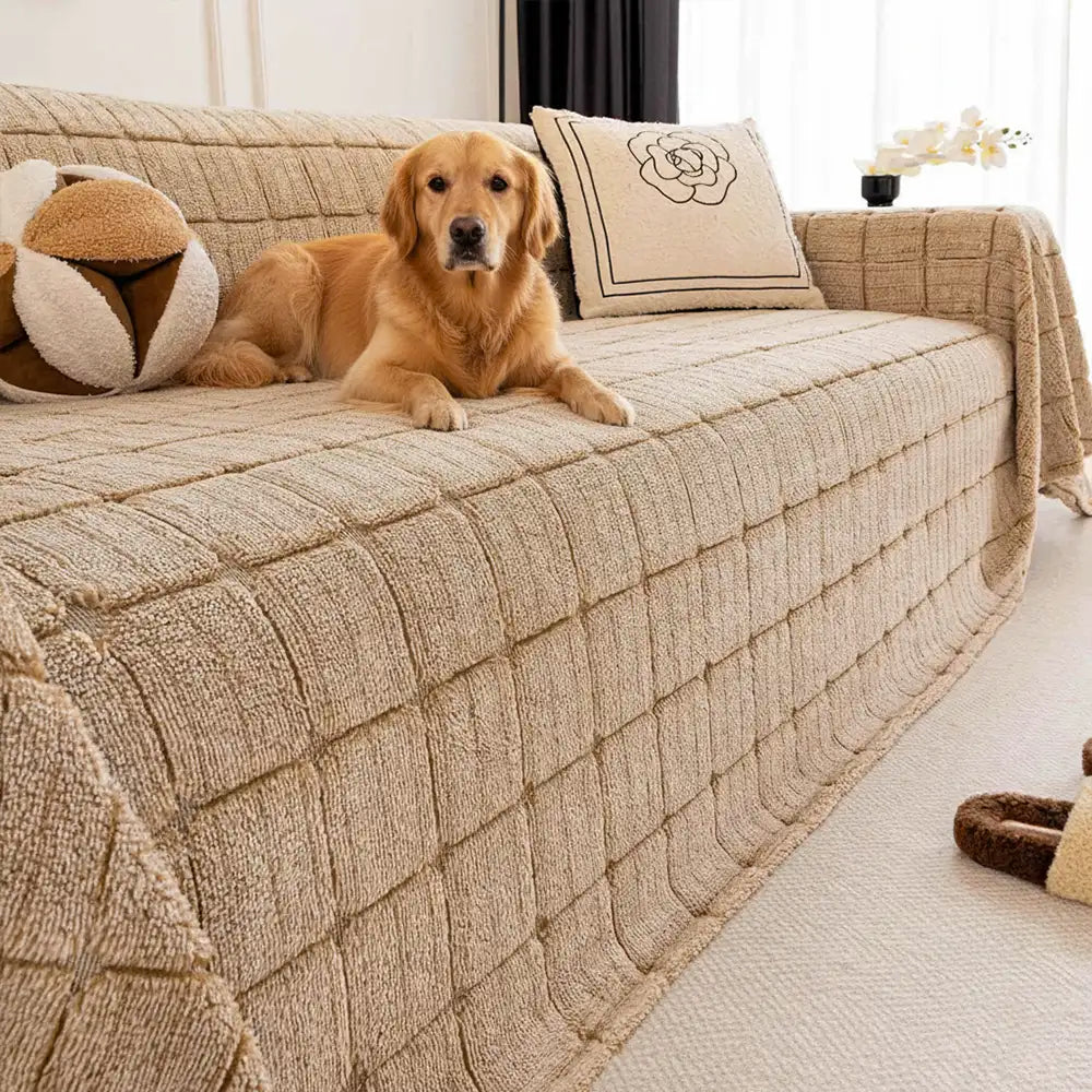 Housse de canapé matelassée classique à carreaux confortable et épaissie