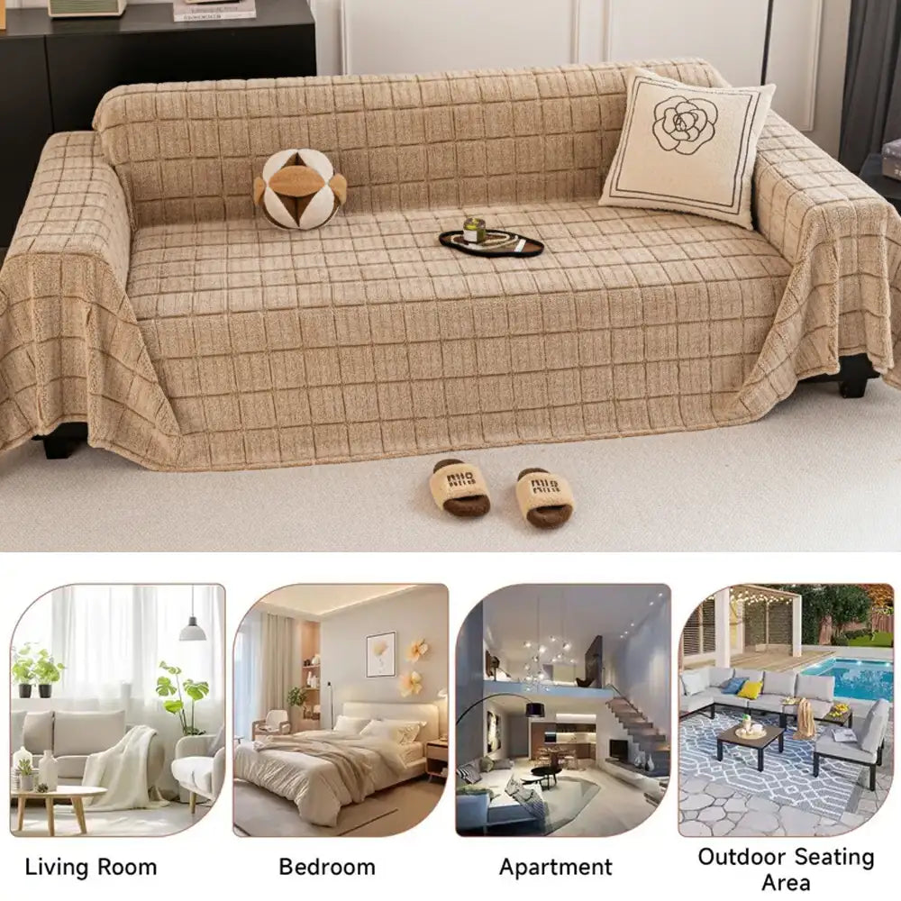 Housse de canapé matelassée classique à carreaux confortable et épaissie