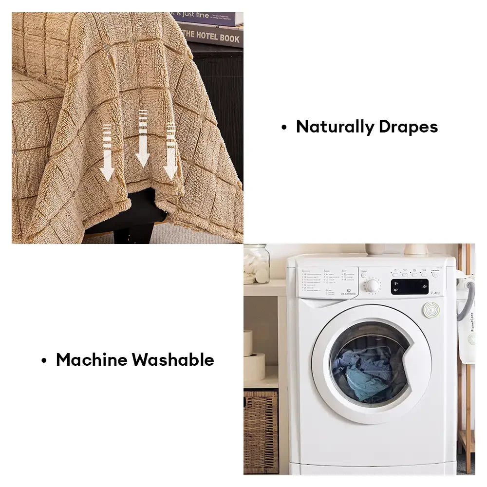 Housse de canapé matelassée classique à carreaux confortable et épaissie