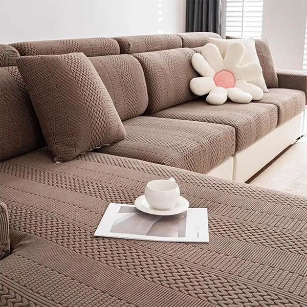 Housse de canapé d'angle extensible en polaire douce antistatique et entièrement ajustable