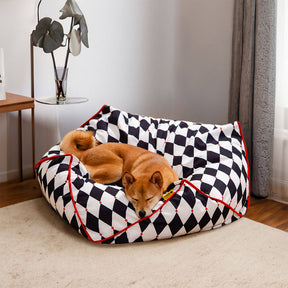 FunnyFuzzy chaise polygonale en forme de sac de haricots pour animaux