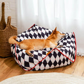 FunnyFuzzy chaise polygonale en forme de sac de haricots pour animaux