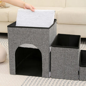 Escalier pour chien pliable multifonction portable avec espace de rangement et maisonnette