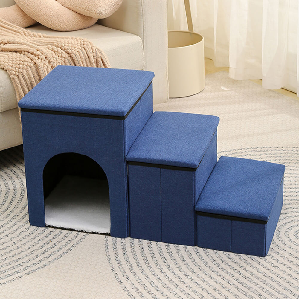Escalier pour chien pliable multifonction portable avec espace de rangement et maisonnette