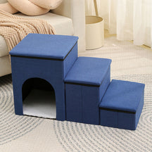 Escalier pour chien pliable multifonction portable avec espace de rangement et maisonnette