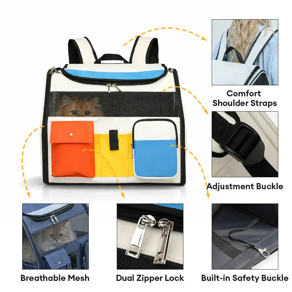 Sac à dos de transport portable à roulettes pour animaux de compagnie avec chariot détachable