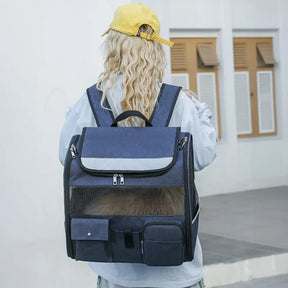 Sac à dos de transport portable à roulettes pour animaux de compagnie avec chariot détachable