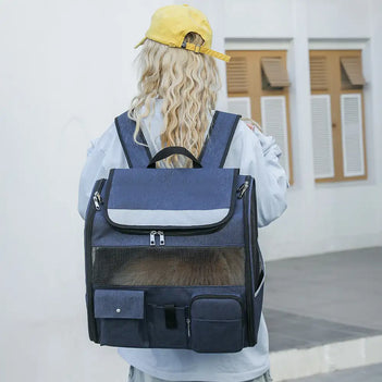 Sac à dos de transport portable à roulettes pour animaux de compagnie avec chariot détachable