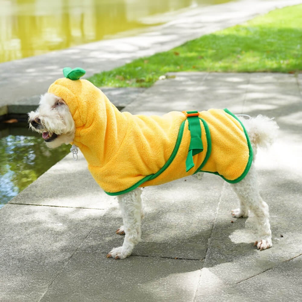 Serviette de bain absorbante douce pour chien en forme de citrouille