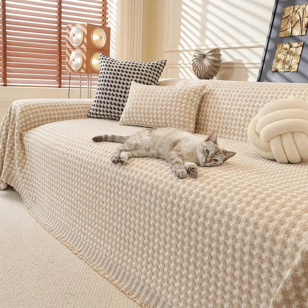 Jeté de canapé  aux rayures couvre-canapé grand plaid en chenille texturé résistant