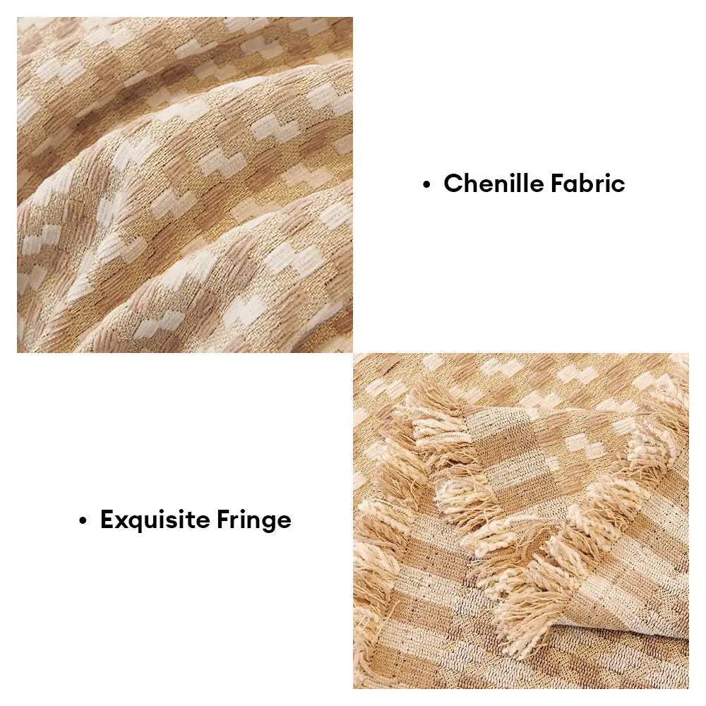 Jeté de canapé  aux rayures couvre-canapé grand plaid en chenille texturé résistant
