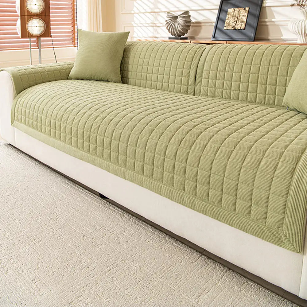 Housse de canapé quiltée carrée simple et confortable, anti-dérapante.