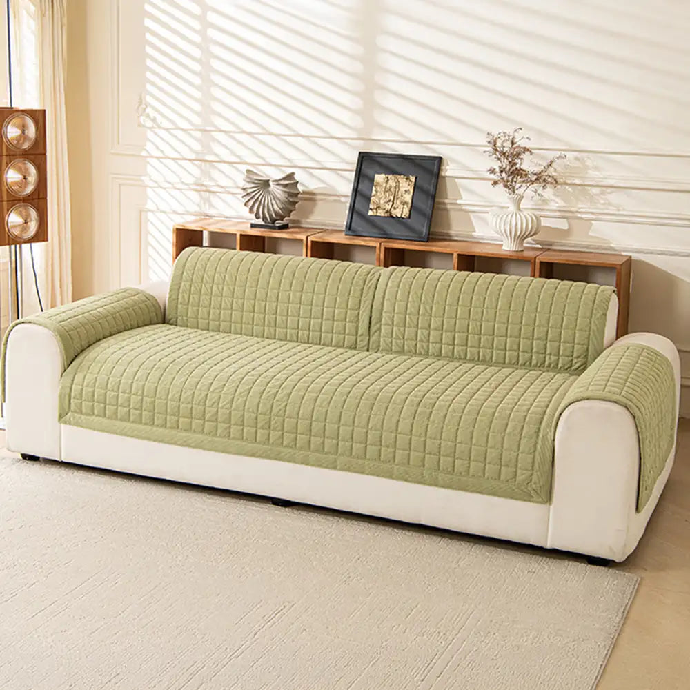 Housse de canapé quiltée carrée simple et confortable, anti-dérapante.