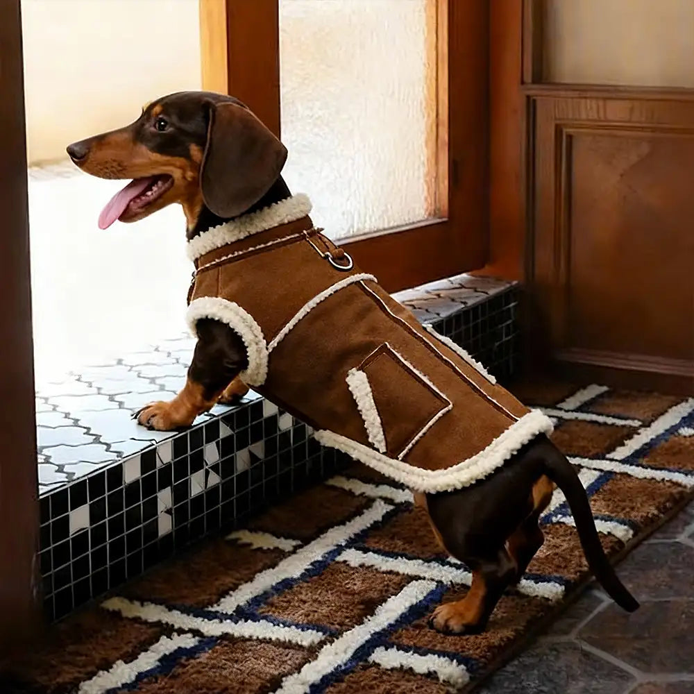 Gilet pour chien teckel en velours rétro