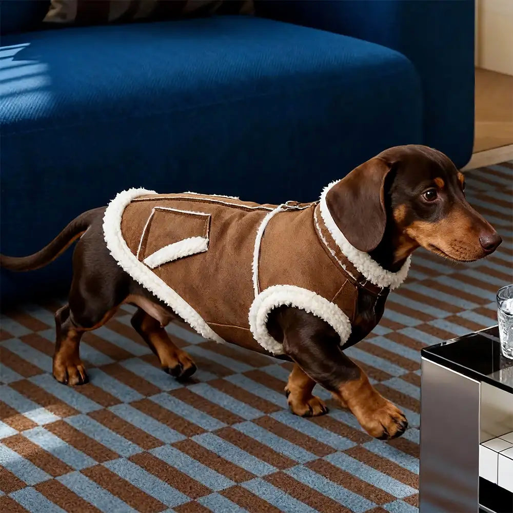 Gilet pour chien teckel en velours rétro
