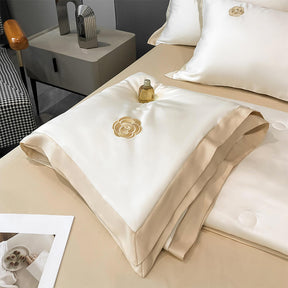 Set de draps réversibles bicolores en satin premium rafraîchissant