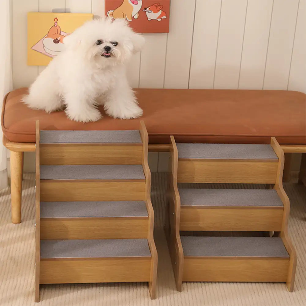 Rampe d’escalier pour chien en bois massif antidérapante et sécurisée