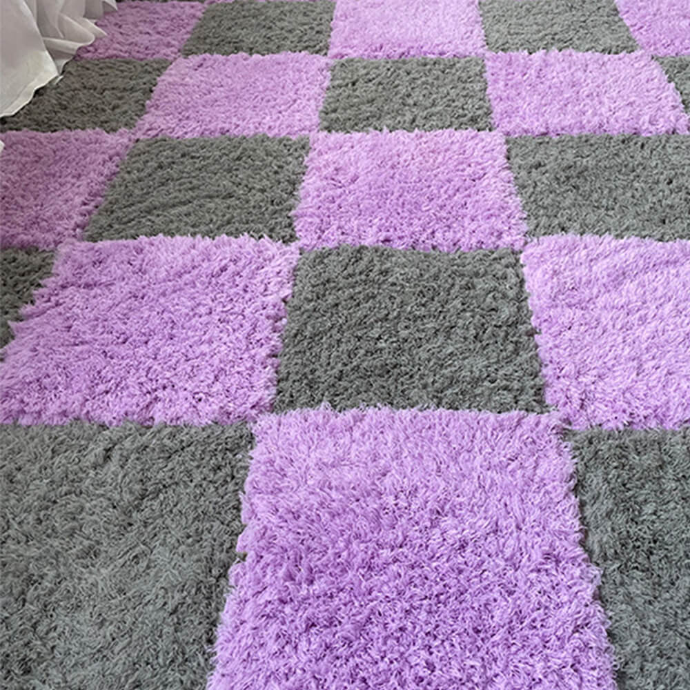 Tapis de maison lavable en peluche à poils longs et emboîtables