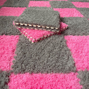 Tapis de maison lavable en peluche à poils longs et emboîtables