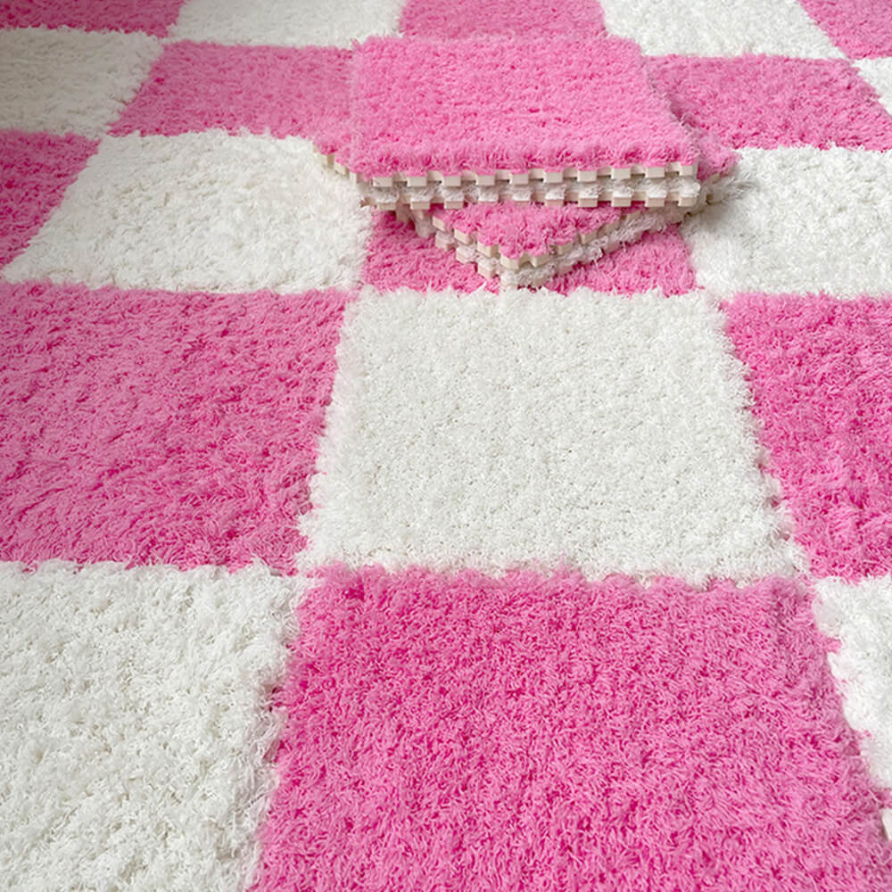 Tapis de maison lavable en peluche à poils longs et emboîtables