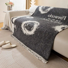 Housse de canapé simple en peluche double face résistante aux rayures confortable - Feux d'artifice