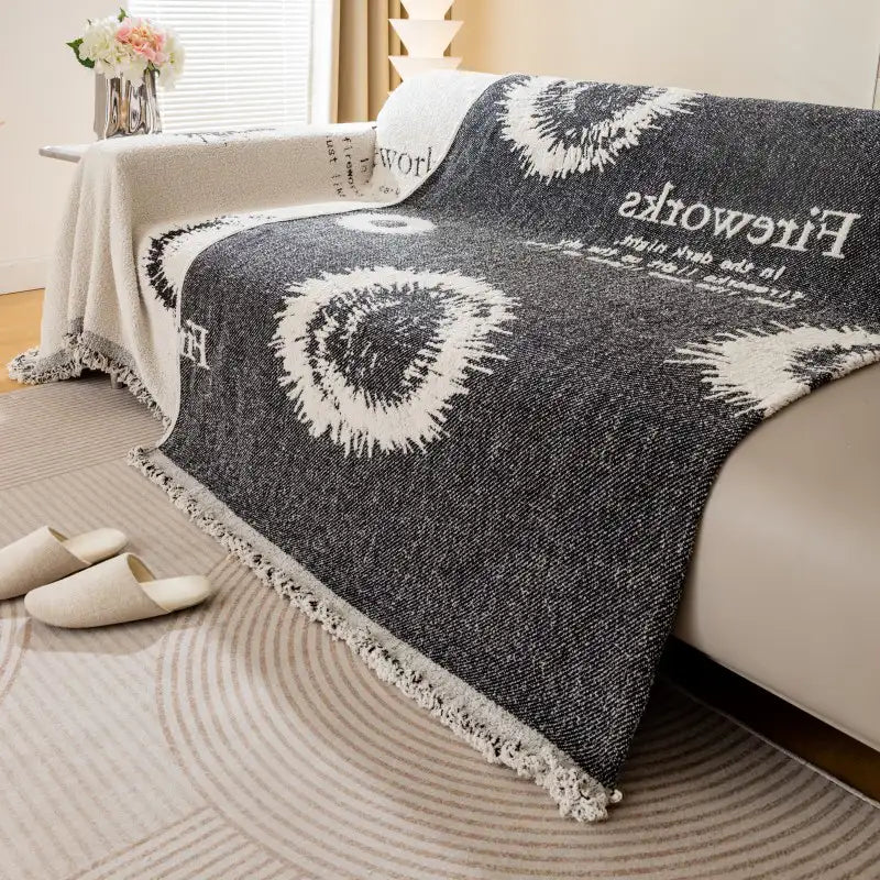 Housse de canapé simple en peluche double face résistante aux rayures confortable - Feux d'artifice