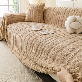 Housse de canapé en tissu en polaire épaisse et douce, protection de canapé.