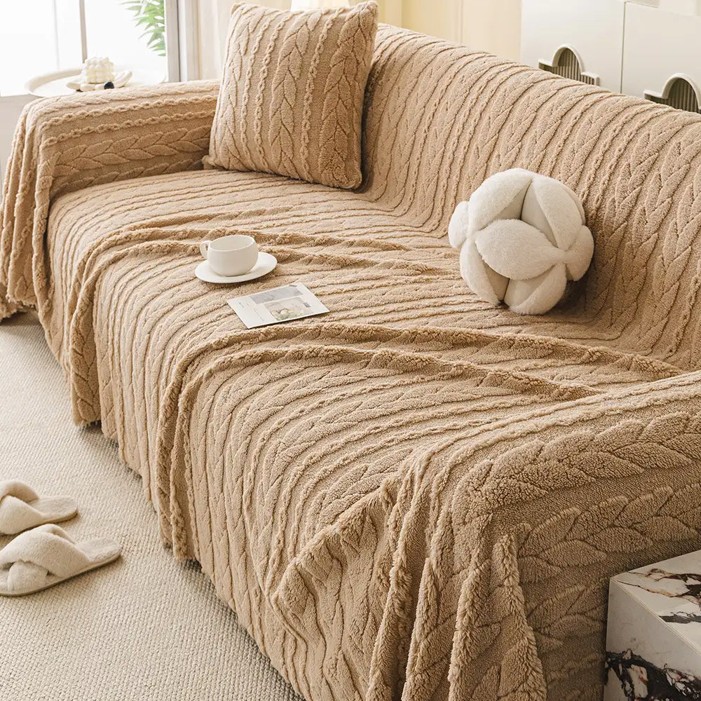 Housse de canapé en tissu en polaire épaisse et douce, protection de canapé.