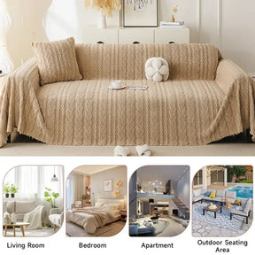 Housse de canapé en tissu en polaire épaisse et douce, protection de canapé.