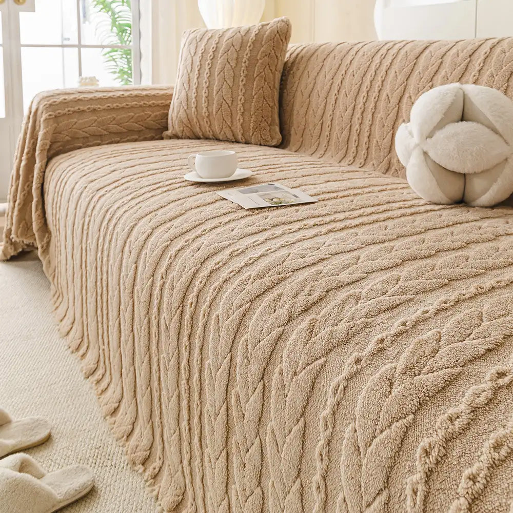 Housse de canapé en tissu en polaire épaisse et douce, protection de canapé.