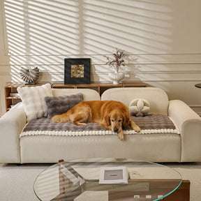 Couvre-canapé en peluche douce en faux lapin, épais, respectueux de la peau et antidérapant.