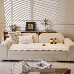 Couvre-canapé en peluche douce en faux lapin, épais, respectueux de la peau et antidérapant.