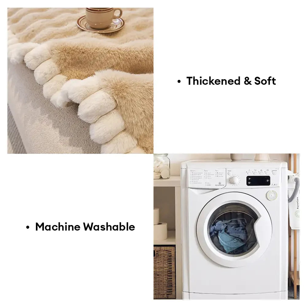 Couvre-canapé en peluche douce en faux lapin, épais, respectueux de la peau et antidérapant.