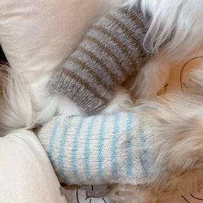 Pull en tricot à rayures en fausse laine douce pour petits chiens.