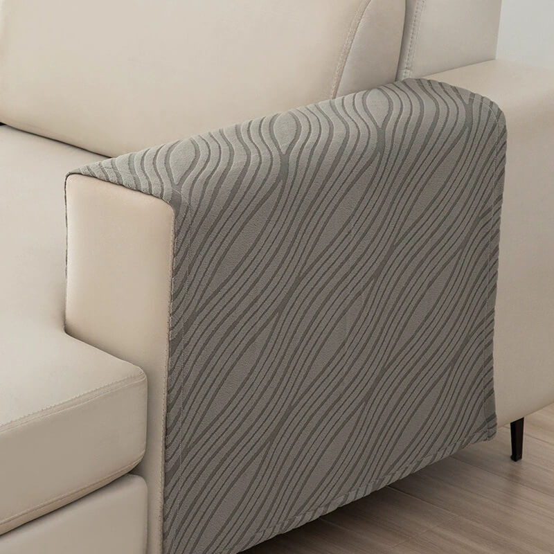 Housse de protection de canapé douce pelucheuse et antidérapante avec coussins repose-bras
