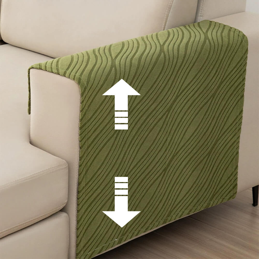 Housse de protection de canapé douce pelucheuse et antidérapante avec coussins repose-bras