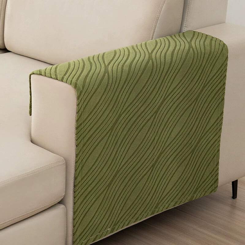 Housse de protection de canapé douce pelucheuse et antidérapante avec coussins repose-bras