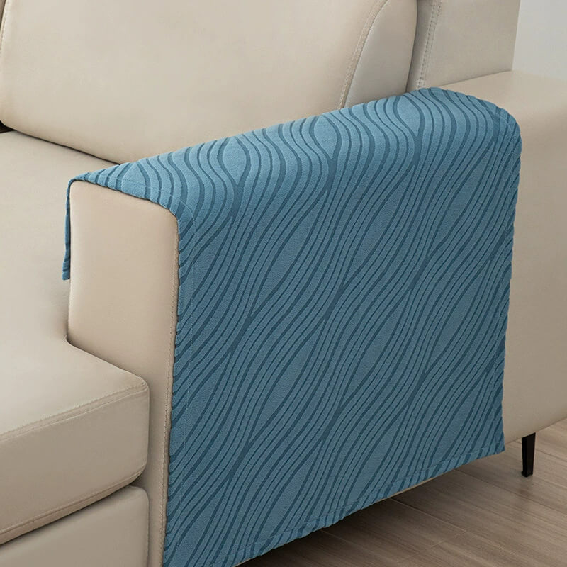 Housse de protection de canapé douce pelucheuse et antidérapante avec coussins repose-bras