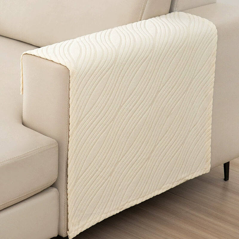 Housse de protection de canapé douce pelucheuse et antidérapante avec coussins repose-bras