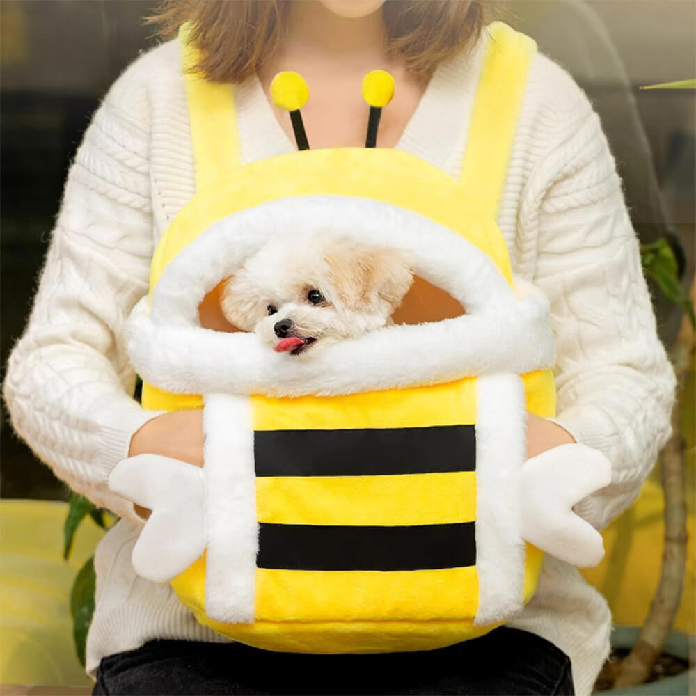 Sac de transport pour chien et chat peluche douce et respirante style abeille