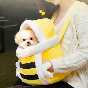 Sac de transport pour chien et chat peluche douce et respirante style abeille