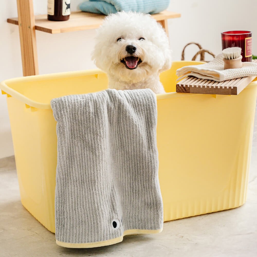 Peignoir de Bain pour Chien en Tissu Absorbant à Séchage Rapide et Rayures Douces