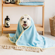 Peignoir de Bain pour Chien en Tissu Absorbant à Séchage Rapide et Rayures Douces