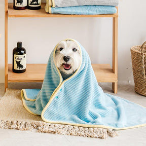 Peignoir de Bain pour Chien en Tissu Absorbant à Séchage Rapide et Rayures Douces